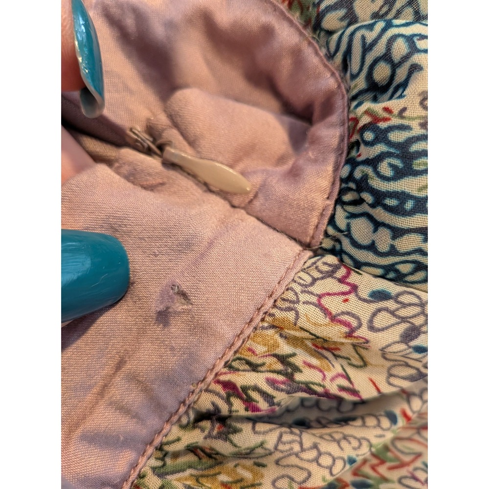 Boho Cottagecore Prairie Festival Western Pink Blue Hi Lo Hem Midi M Skirt - Picture 9 of 10